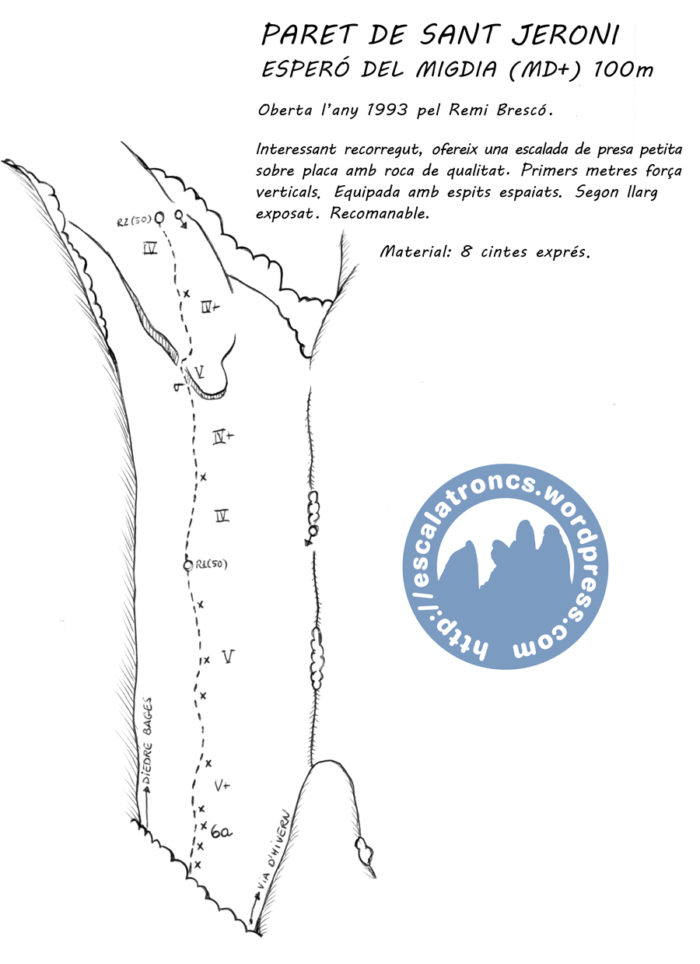 Ressenya de la via Esperó del Migdia a la Paret de Sant Jeroni